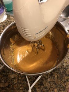 Pumpkin-Chocolate-Cranberry Bread (GF) mixing wet ingredients